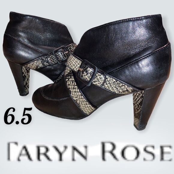 TARYN ROSE BOOT, NAPA LEATHER & FAUX REPTILE  SZ 6.5 - Picture 1 of 9
